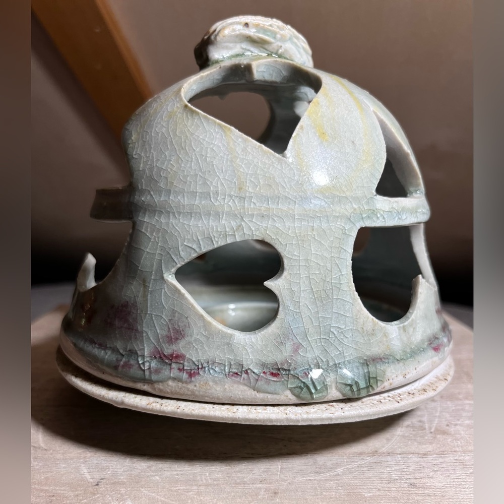 Vintage Smoky Mountain Pottery Ceramic Fairy Lamp / Candle Holder